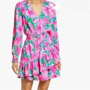 Lilly Pulitzer Pink and Green Floral Mini Dress